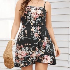 SHEIN Plus Floral Print Wrap Hem Cami Dress Size 2XL